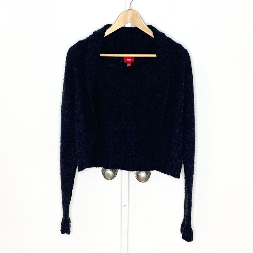 Mossimo | Y2K Charcoal Grey Cozy Soft Grunge Layering Cropped Cardigan Sz Large